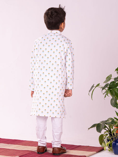 Boy's' White Kurta Pyjama Set